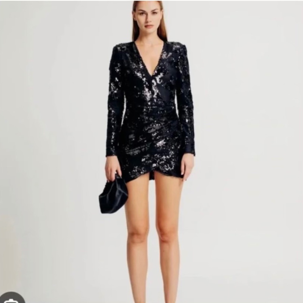 Torn By Ronny Kobo Black Sequin Mini Dress